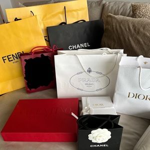 Designer shopping bags and boxes